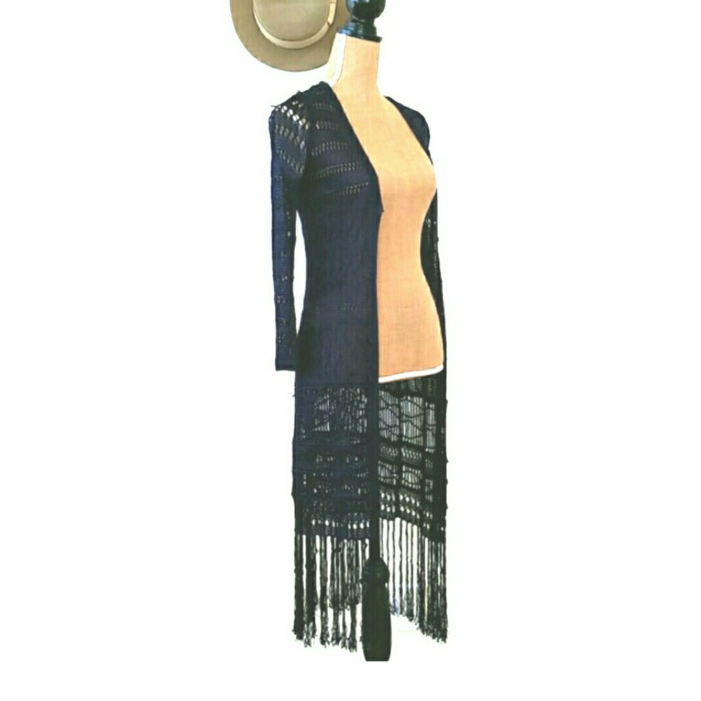 Chico's Black Label Crochet Long Duster